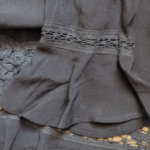 For Love And Lemons Black Valentina Lace Fit And Flare Long Sleeve Dress Large - Picture 5 of 9